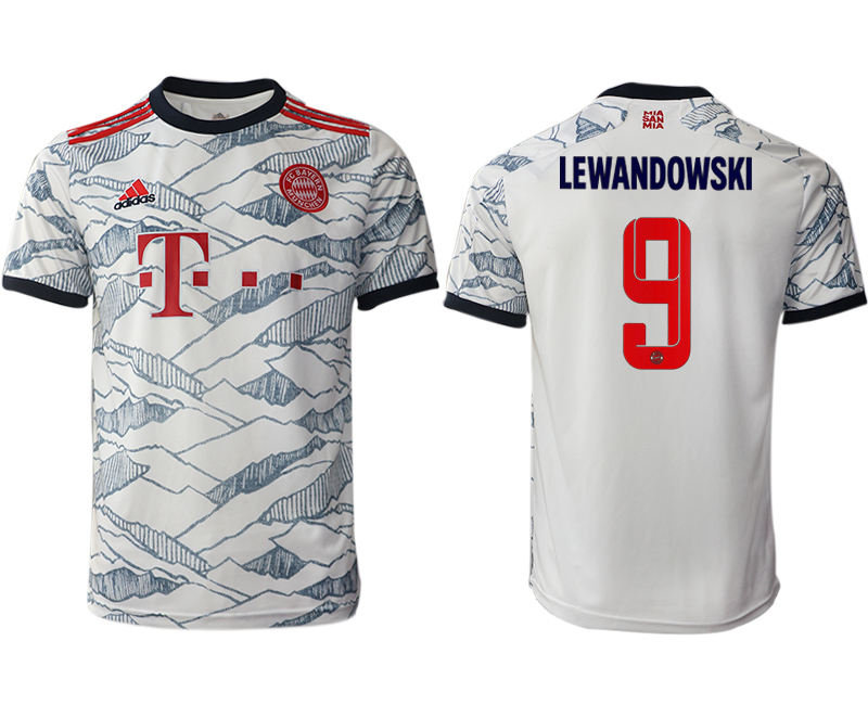 Men 2021-2022 Club Bayern Munich Second away aaa version white #9 Soccer Jersey->customized soccer jersey->Custom Jersey